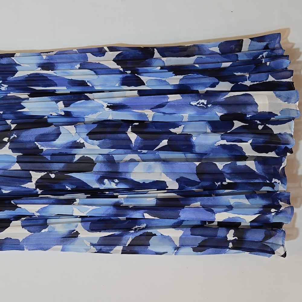 Maggy London Chiffon Floral Pleated Midi Dress Size 12 Fit & Flare Spring Summer - Picture 8 of 14